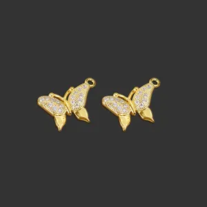 Fashion Brass Metal Gold Plated Butterfly Charm Pendant For Earrings Bracelets Jewelry Making Lot Wholesale