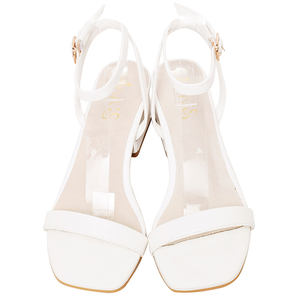 Ann'S Square Toe 4CM Sandalias sin tirantes Zapatos de fiesta Tacón de bloque de metal Sandalias de mujer Suela antideslizante Sandalias de tacón bajo ensanchadas - Product Image 3