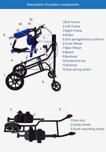 Cadre de marche assisté multifonctionnel pour adultes, aide à la rééducation, déambulateur réglable en hauteur, entraîneur de marche - Product Image 5