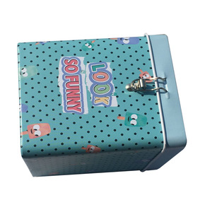 Boîte en fer blanc carrée personnalisée en gros avec petit cadenas, tirelire en métal, boîte à monnaie et pot d'épargne pour enfants - Product Image 2