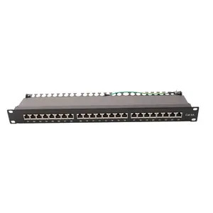 50 Microinch altın boyama 24 port 1U 19 inç Rackmount FTP Cat6A Patch Panel