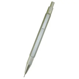 Crayon mécanique en métal argenté ACMECN 0,5 mm, pour étudiants, dessin, logo personnalisé, gravure informatique, action par clic, aluminium hexagonal - Product Image 1