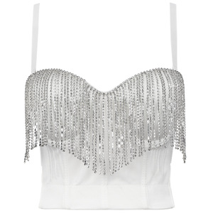 2022 da donna Sexy corsetto Top Bustier abbigliamento da discoteca corto con Top eleganti da ragazza in strass - Product Image 5