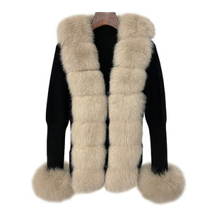 Élégant Cardigan Réversible en Fausse Maille Mignon et Élégant <span class=keywords><strong>Manteau</strong></span> d'Hiver Couleur Personnalisée avec Col et Poignets en Fourrure Respirante pour le Printemps - Product Image 4