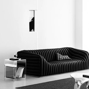 Divano Vintage Nero con Motivo Litchi in Legno, Anti-Graffio per Gatti, Borsa per Divano Haus Woh Nuo Mid- Artistic Straight Row Single Floor Lazy - Product Image 6