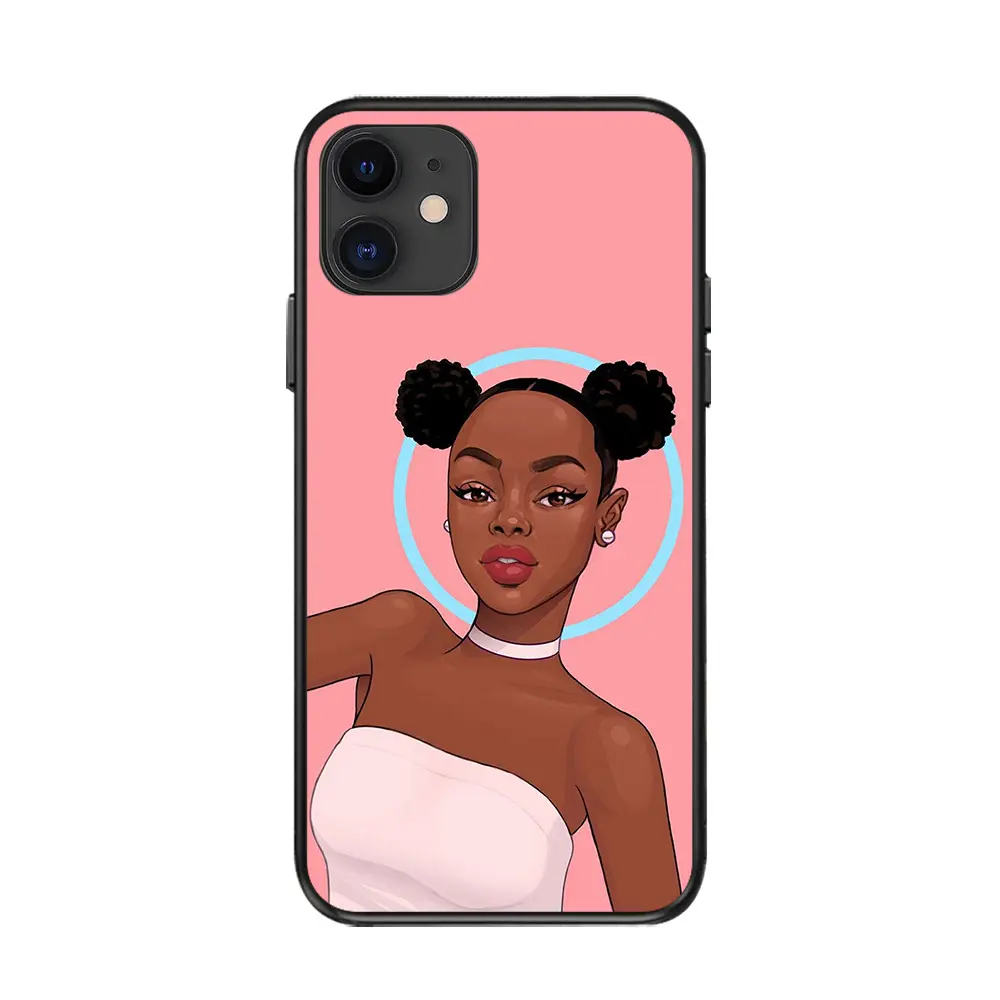 XINGE Small MOQ Custom Design Cool Black Girl Melanin Phone Case for iPhone 11 12 Pro Max X XS XR Carcasas Para Celulares