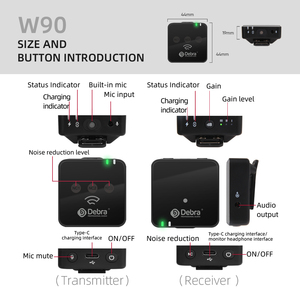 Auriculares Lavalier inalámbricos portátiles Micrófono Reducción de ruido para cámara DSLR Smartphone Grabación Entrevista Monitor Interfaz - Product Image 6