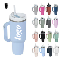 Gobelet isotherme sous vide personnalisé de 40 oz en acier inoxydable, tasse à café de voyage d'extérieur avec poignée et paille, vente en gros