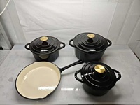 Batterie de cuisine antiadhésive en fonte émaillée de 25 cm poêle à frire 20/22/24 cm marmite à soupe ronde en fonte émaillée de 7 pièces, meilleure vente