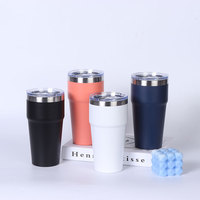 Gourde isotherme en acier inoxydable à double paroi de 16 oz avec logo personnalisé, colorée, pour le bureau, la maison, la voiture, thermos, tasse, gobelet