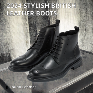 Botas de Tobillo Estilo Británico 2024, Duraderas, con Capa Superior de Cuero Vacuno Genuino, Impermeables, Personalizables, para Trabajo y Uso Casual - Product Image 2