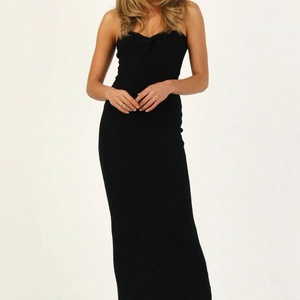 Precio de fábrica: Nuevo vestido casual sin tirantes con escote corazón, fruncido en el busto, ajustado, de punto, midi. - Product Image 3