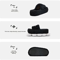 Sandales à bout ouvert moelleuses pour femmes, chaussures d'hiver à semelle épaisse en peluche pour l'extérieur et l'intérieur, Nouveautés 2025