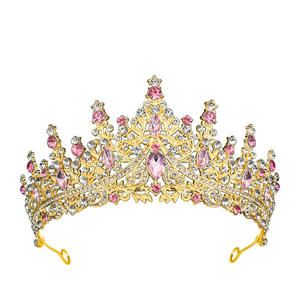 Coloré Vintage demi-couronne strass or mariage cheveux accessoires pour fêtes d'anniversaire <span class=keywords><strong>Bouquet</strong></span> décorations alliage couronne - Product Image 2