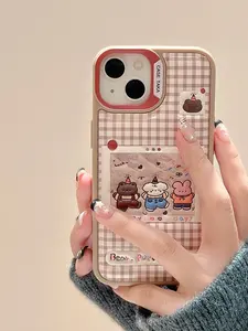 韩国可爱熊兔小狗皮手机套iPhone 15 14 13 12 Pro Max卡通封底Funda