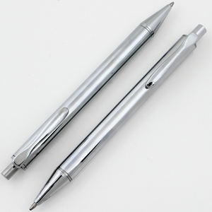 Bolígrafo de Metal Plateado Personalizado al por Mayor, Bolígrafo con Logotipo de 1.0 mm con Función de Presión para Promociones - Product Image 1