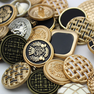 Nút Mạ Vàng Kim Loại Thời Trang Nút Phong Cách Anh Tròn Màu Đen Nút Áo Len Vuông Nút Áo Phẳng Tay Nút May - Product Image 5