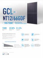 Panneaux solaires monocristallins GCL 705-730W pour systèmes de centrales électriques sur toit/sol, certification CE TUV BIS - GCL-NT12/66GDF
