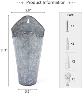 Galvanized Metal <strong>Wall</strong> <strong>Planter</strong> Hanging <strong>Wall</strong> Flower Vase for Succulents or <strong>Herbs</strong> <strong>Wall</strong> <strong>Planters</strong> for Country Rustic Home Farmhouse - Product Image 2