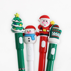Bolígrafo creativo de dibujos animados navideños personalizado con LED, diseño de alce, sombrero festivo, muñeco de nieve, set de regalo al por mayor, plástico con impresión UV - Product Image 5