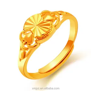 Vietnam Shajin cincin emas wanita bunga mobil terbuka kuningan berlapis emas cincin wanita 24K cincin berlapis emas