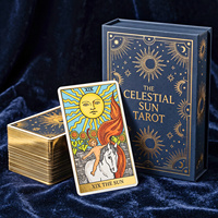 Fabrication de jeux de cartes de tarot Deluxe Starry Wisdom, jeux d'oracle personnalisés avec bordure dorée métallique, fournisseur en gros