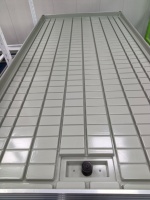 Système hydroponique de table à flux et reflux sur banc roulant pour serre