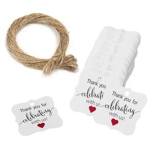 Lot de 100 <span class=keywords><strong>cartes</strong></span> en papier Kraft, impression en couleur, étiquette de remerciement avec corde en chanvre, décoration de cadeau de mariage - Product Image 4
