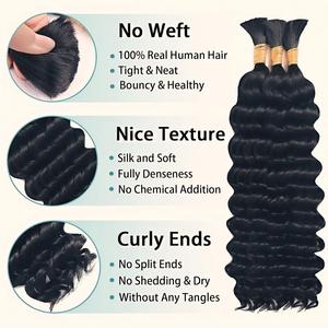 Extensiones de <span class=keywords><strong>Cabello</strong></span> Humano al por Mayor, Trenzas Rizadas Estilo Boho, <span class=keywords><strong>Cabello</strong></span> Humano Camboyano Virgen sin Trama, Ondulado Profundo al Agua - Product Image 2