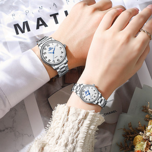 <span class=keywords><strong>Montre</strong></span> de couple CHENXI 010, sportive, étanche, lumineuse, à quartz, pour homme, en acier inoxydable, grand cadran, <span class=keywords><strong>bracelet</strong></span> pour <span class=keywords><strong>femme</strong></span> - Product Image 3