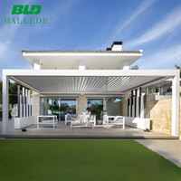 Pergola rétractable électrique en aluminium, toit à lamelles imperméable, entièrement automatique, motorisée, pare-soleil pliable pour terrasse extérieure, jardin