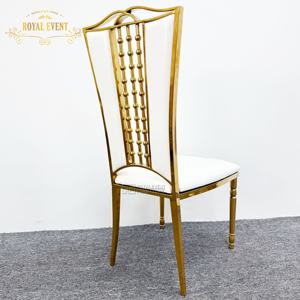 Silla de Comedor de Acero Inoxidable de Lujo para Hotel, Precio de Fábrica, Venta al por Mayor, Respaldo Alto Dorado, para Fiestas, Eventos y Bodas - Product Image 4