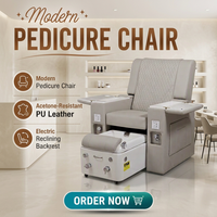 Fauteuil de pédicure moderne sans tuyauterie, avec bain de pieds anti-acétone, massage par vibration, dossier haut et fonction de relaxation électrique à remous