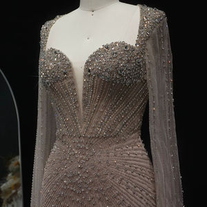 Jancember LSZ194 Superbe strass Cape manches soirée formelle Occasion robes pour la fête - Product Image 4