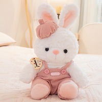 Peluche Princesse Lapin en Robe et Salopette Ours avec Rembourrage en Coton PP, Adorable Ensemble de Poupées en Peluche pour Cadeaux d'Anniversaire et de Fêtes