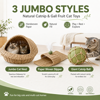 Mainan Kucing Ramah Lingkungan Seri Kertas Anyaman Jumbo, Anyaman Tangan untuk Istirahat & Mengatasi Kebosanan, Berisi Catnip, untuk Rumah dengan Banyak Kucing