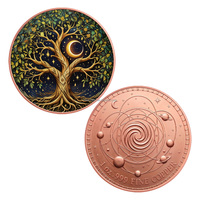 Moneda de Cobre Puro 999 al por Mayor, 1oz, Moneda Conmemorativa de Cobre con Diseño de Luna, Sol, Estrella y Galaxia, para Regalo