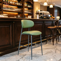 Tabouret de bar ergonomique moderne avec dossier, structure métallique durable, siège en cuir PU, chaise de comptoir pour salon, cuisine, îlot, café