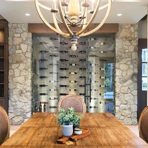 फ्लोटिंग वाइन बार सेलर डिस्प्ले शराब शेल्फ केबल सिस्टम वाइन बोतल रैक ग्लास क्रेडल्स के साथ रैक - Product Image 3