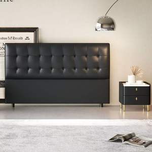 Cabecera de Cuero Acolchada Moderna, Mueble de Dormitorio Negro Elegante de Primera Calidad, Estructura de Soporte, Diseño Ecológico - Product Image 1