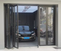 Porte pliante, porte de séparation, porte d'entrée, salon, porte pliante en alliage d'aluminium, verre trempé, robuste