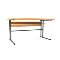 Bureaux d'école doubles pour étudiants, table et banc scolaires avec plateau en bois
