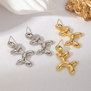 Boucles d'oreilles en forme de chien ballon, en alliage de cuivre doré, bijoux unisexes, cadeau - Product Image 4