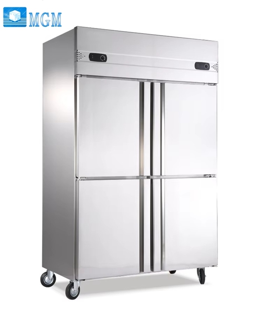 Commercial 800L Side by Side Refrigerator Stainless Steel Chiller Single-Temperature Meat Kitchen Fridge