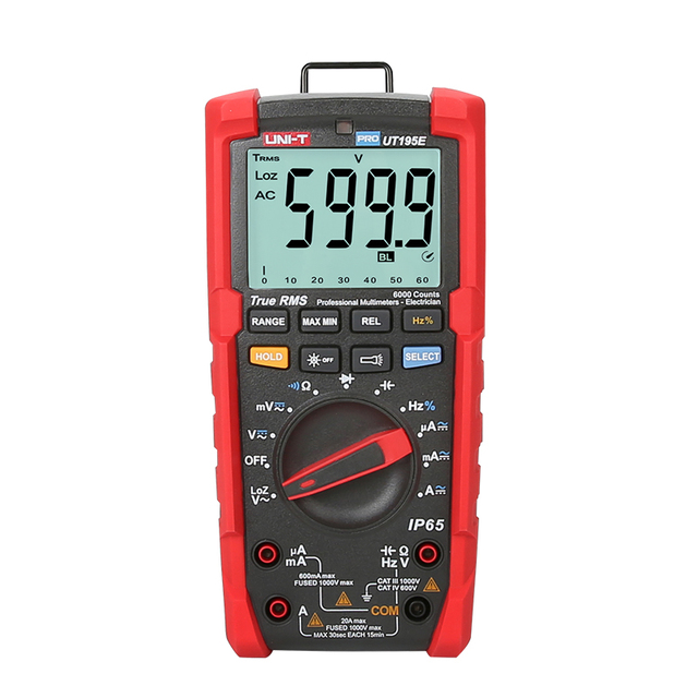 UNI-T UT195E Industrial Digital Multimeter IP65 2m Drop Proof True RMS 6000 Counts AC DC Voltage Current LOZ ACV Resistance Test