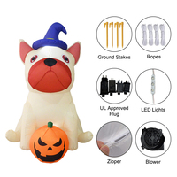 Decorazioni gonfiabili di Halloween Zukakii da 1,5 m con LED, zucca, cappello da strega, cane, per esterni, per feste, giardino, prato
