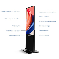 Afficheur numérique commercial 65 pouces sur pied, Android/Windows, écran tactile partagé, IP54, CMS intégré, fabrication OEM/ODM