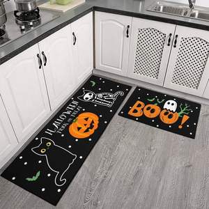Ensemble de tapis de cuisine Temu Halloween, 2 pièces, rectangulaires, en velours cristal, antidérapants, motifs originaux pour la décoration du sol de la cuisine - Product Image 2