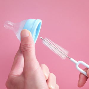 Brosse à tétine en acier inoxydable avec poignée, brosse rotative à 360 degrés en nylon, brosse de nettoyage pour biberons, brosse pour bec de théière, usage domestique - Product Image 2