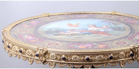 OE-FASHION italien luxe petite table français loisirs Vintage château tout cuivre peint à la main en céramique bleu salon meubles